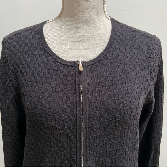 Ann Taylor Factory Black Zip Front Sweater with Gold Zipper - Picture 8 of 9